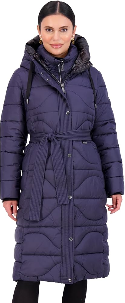 Vince Camuto Hooded Women's Puffer Jacket, Womens Onion-Quilted Long Winter Coat